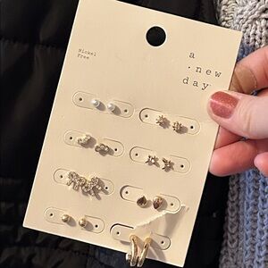 Nickel Free Gold Plated Earrings Set - Set of 8 Pair